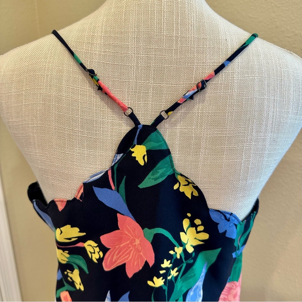 J. Crew Tropical Floral Print Cami Tank Top Scalloped Trim Size 4 - Picture 8 of 10